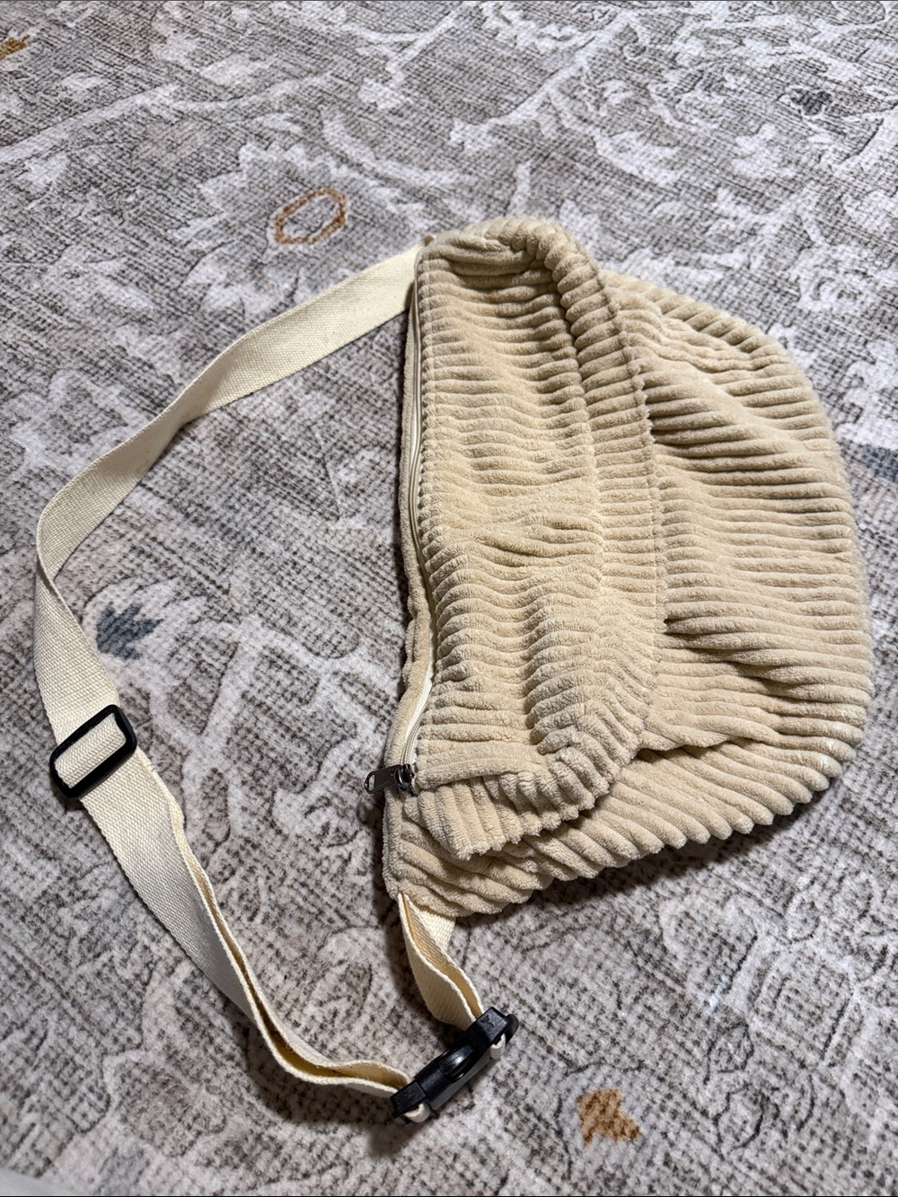 Corduroy Crossbody Bag in Cream - Picture 3 of 10